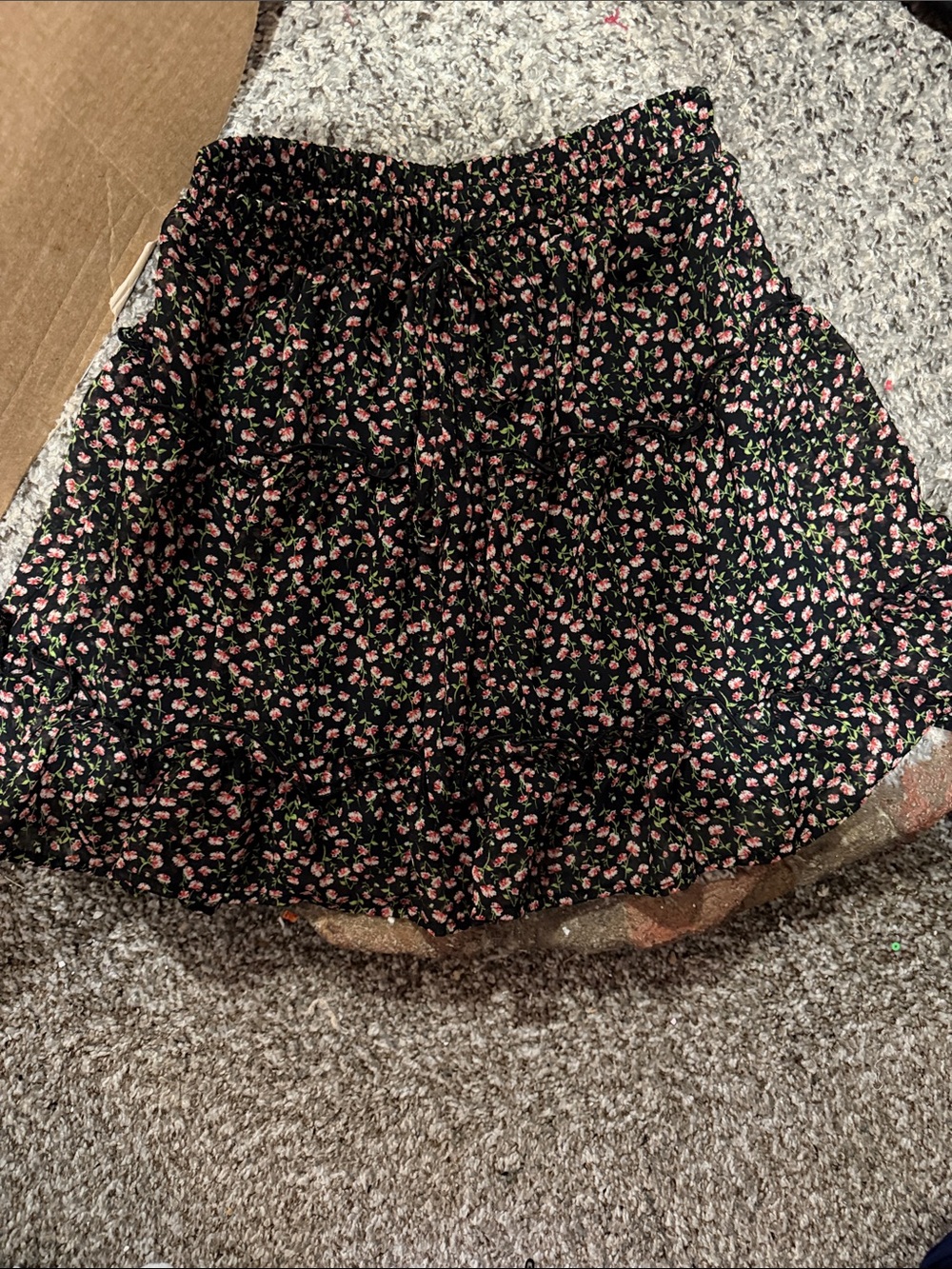 Sienna Sky Black Mini Skirt with Pink Floral